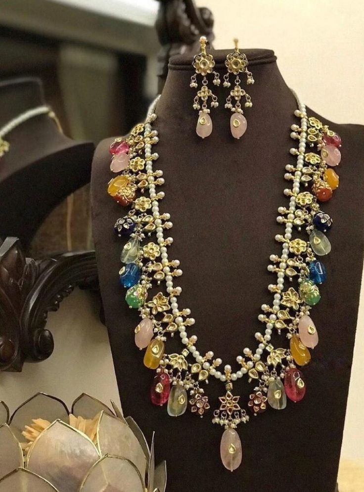 Kundan Long necklace_ Kundan Necklace_ Indian jewelry _ Kundan jewelry _ Kundan Raani Haar _ Kundan Necklace set _ Kundan Set _ Indian Set